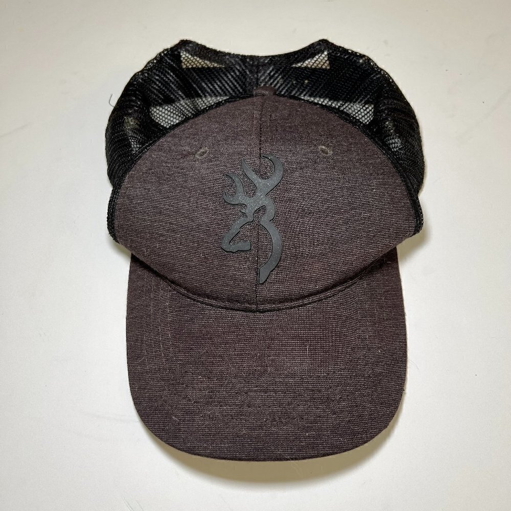 BROWNING Hat Cap Trucker Mesh Back Firearm Hunting Sportsman Black Gray